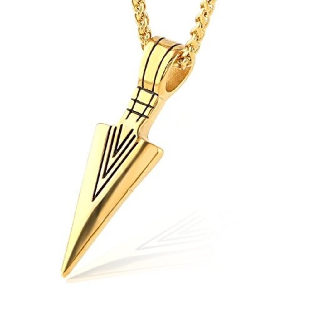 Gold Arrow 316 Stainless Steel Pendant Necklace